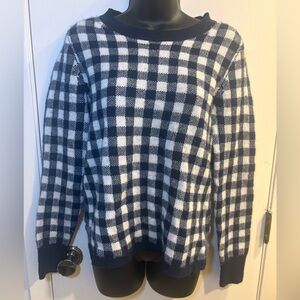 J Crew Women’s 100% Cashmere Sweater Black And White Checkerboard Size Small